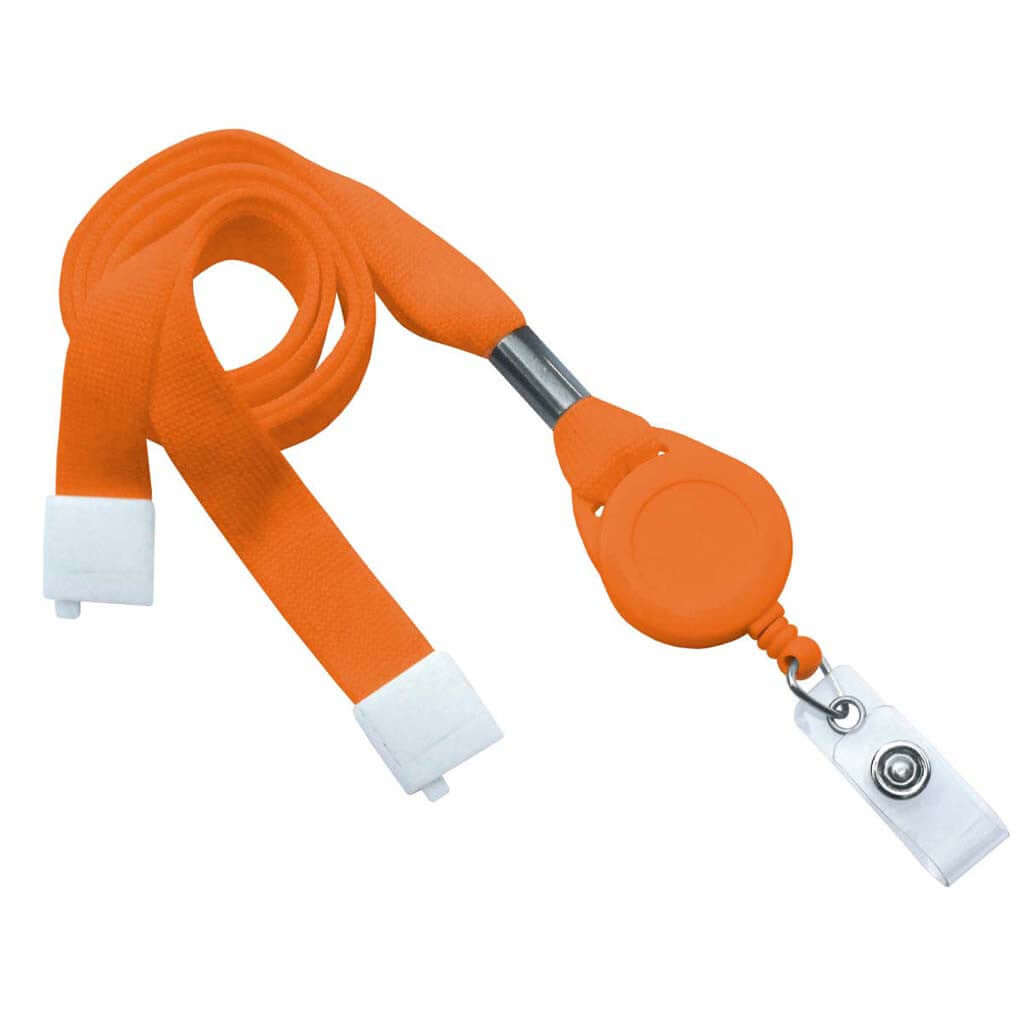 5/8" Flat Lanyard Badge Reel Combo with Breakaway and Vinyl Strap (25-pack)