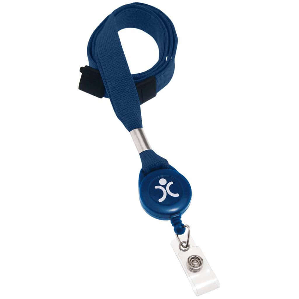 5/8" Flat Lanyard Badge Reel Combo with Breakaway and Vinyl Strap (25-pack)