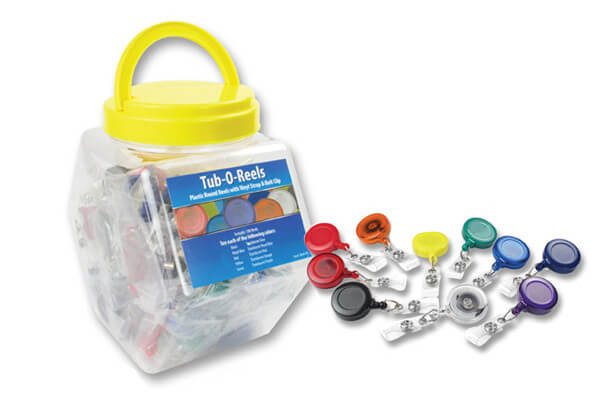 Tub-O-Reels - 100 Assorted Badge Reels