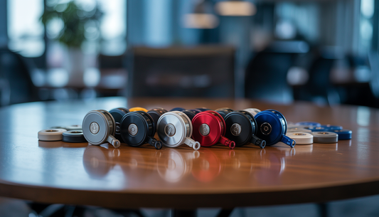 Various badge holder reels displayed to show product variety.