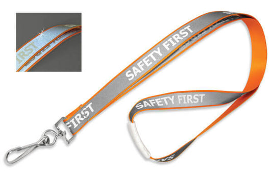 5/8" Reflective "Safety First" Lanyard with Nickel-plated Steel Swivel Hook and Breakaway (25-pack)