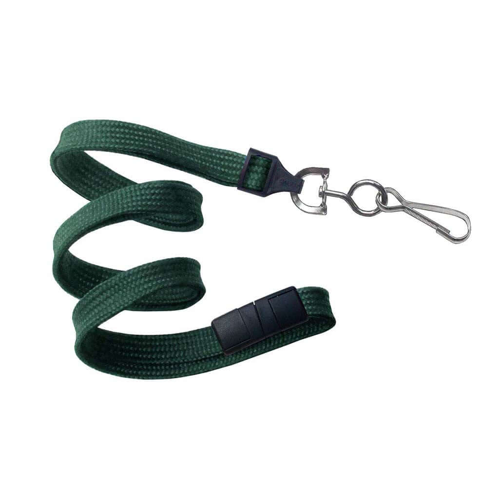 3/8" Flat Lanyard with Breakaway And Nickel-plated Steel Swivel Hook (25-pack)