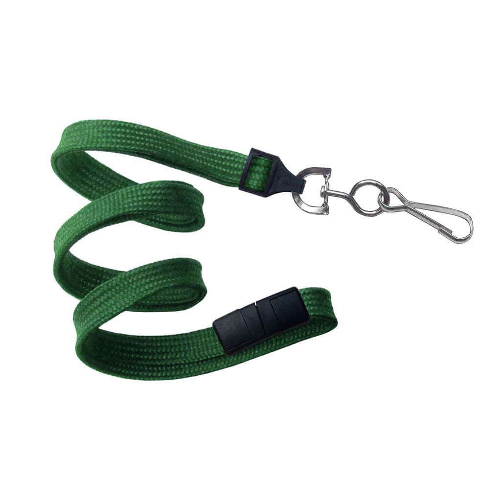 3/8" Flat Lanyard with Breakaway And Nickel-plated Steel Swivel Hook (25-pack)
