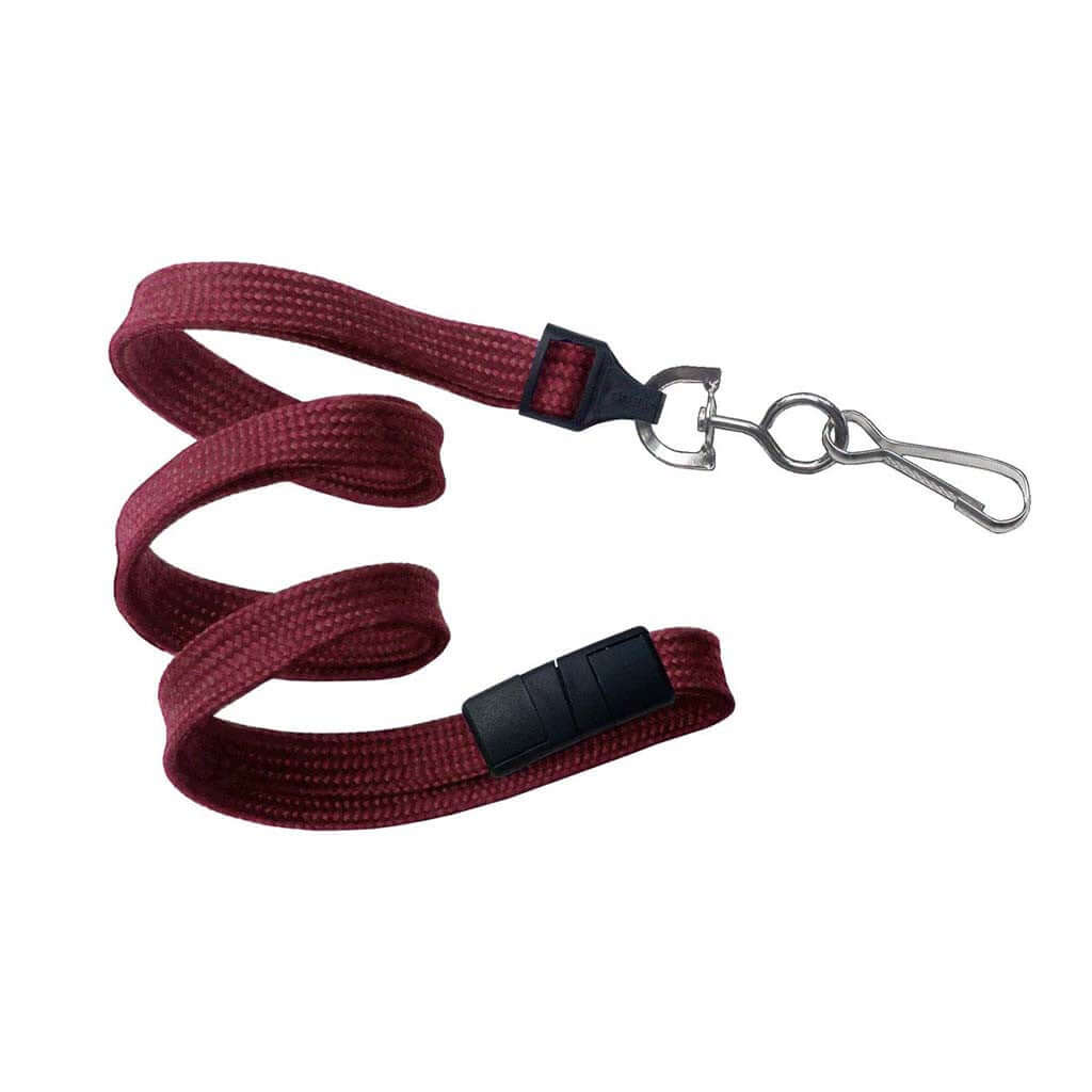 3/8" Flat Lanyard with Breakaway And Nickel-plated Steel Swivel Hook (25-pack)