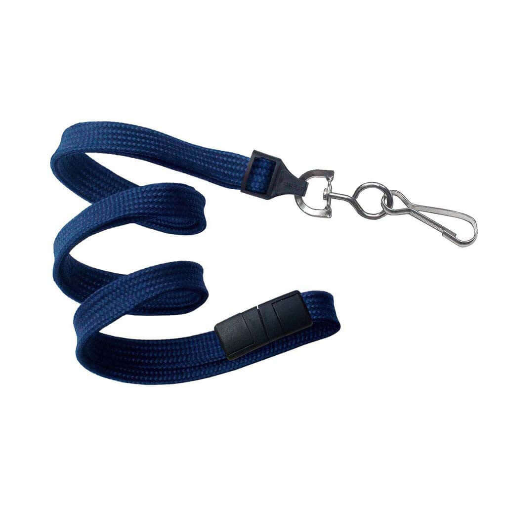 3/8" Flat Lanyard with Breakaway And Nickel-plated Steel Swivel Hook (25-pack)