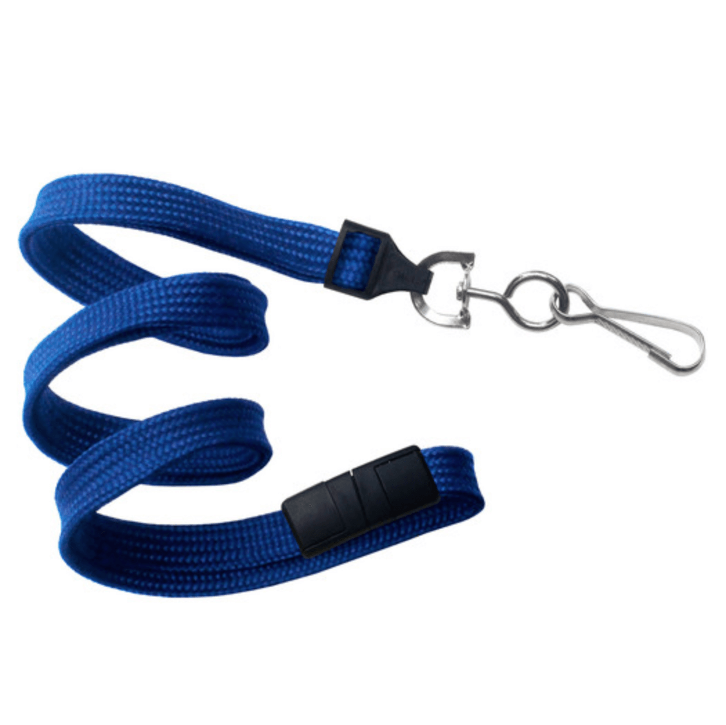 3/8" Flat Lanyard with Breakaway And Nickel-plated Steel Swivel Hook (25-pack)