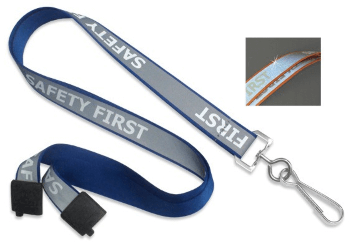 5/8" Reflective "Safety First" Lanyard with Nickel-plated Steel Swivel Hook and Breakaway (25-pack)