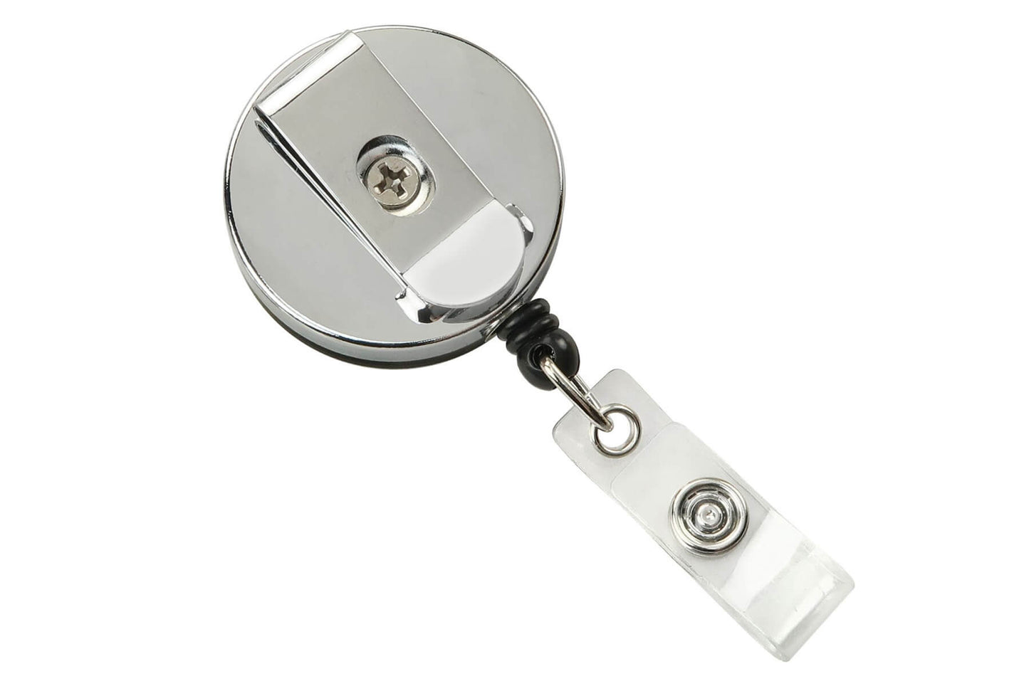 Heavy Duty, Metal Badge Reel with Nylon Cord, Vinyl Strap, and Slide Belt Clip (25-pack)