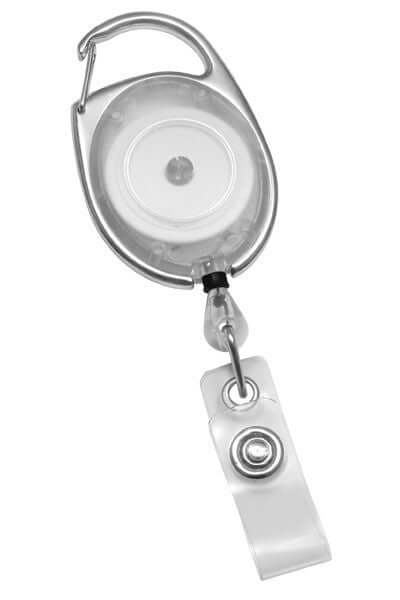 Translucent, Plastic Badge Reel with Carabiner and Clear Strap (25-pack)