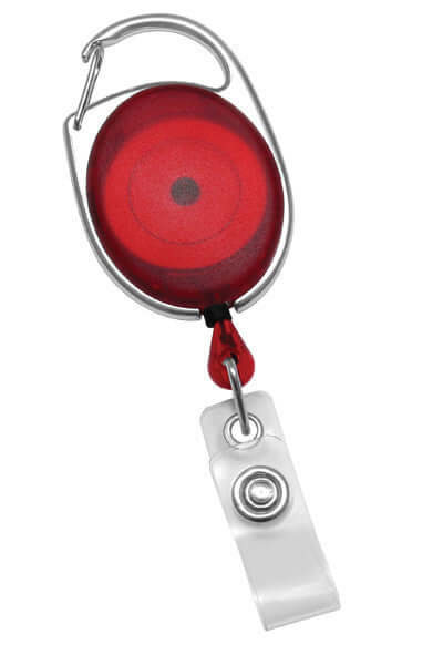 Translucent, Plastic Badge Reel with Carabiner and Clear Strap (25-pack)