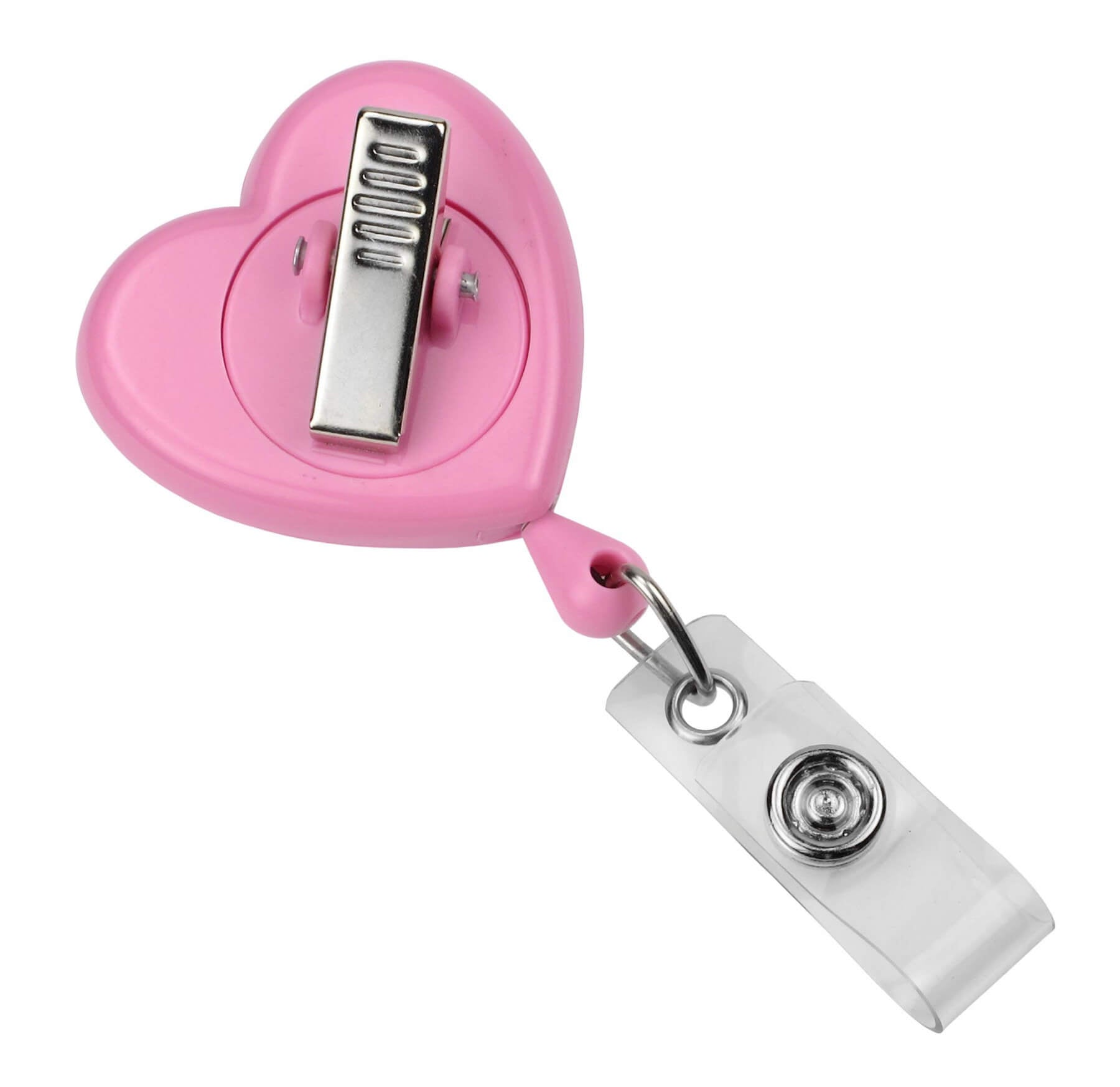 Pink, Heart-shaped Badge Reel with Swivel Back (25-pack)