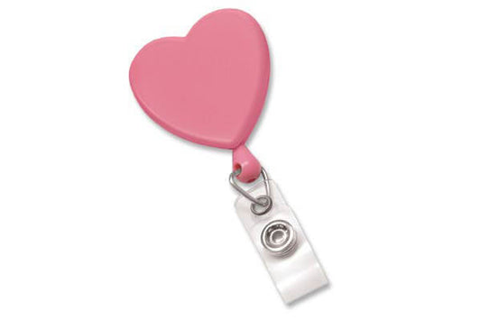 Pink, Heart-shaped Badge Reel with Swivel Back (25-pack)