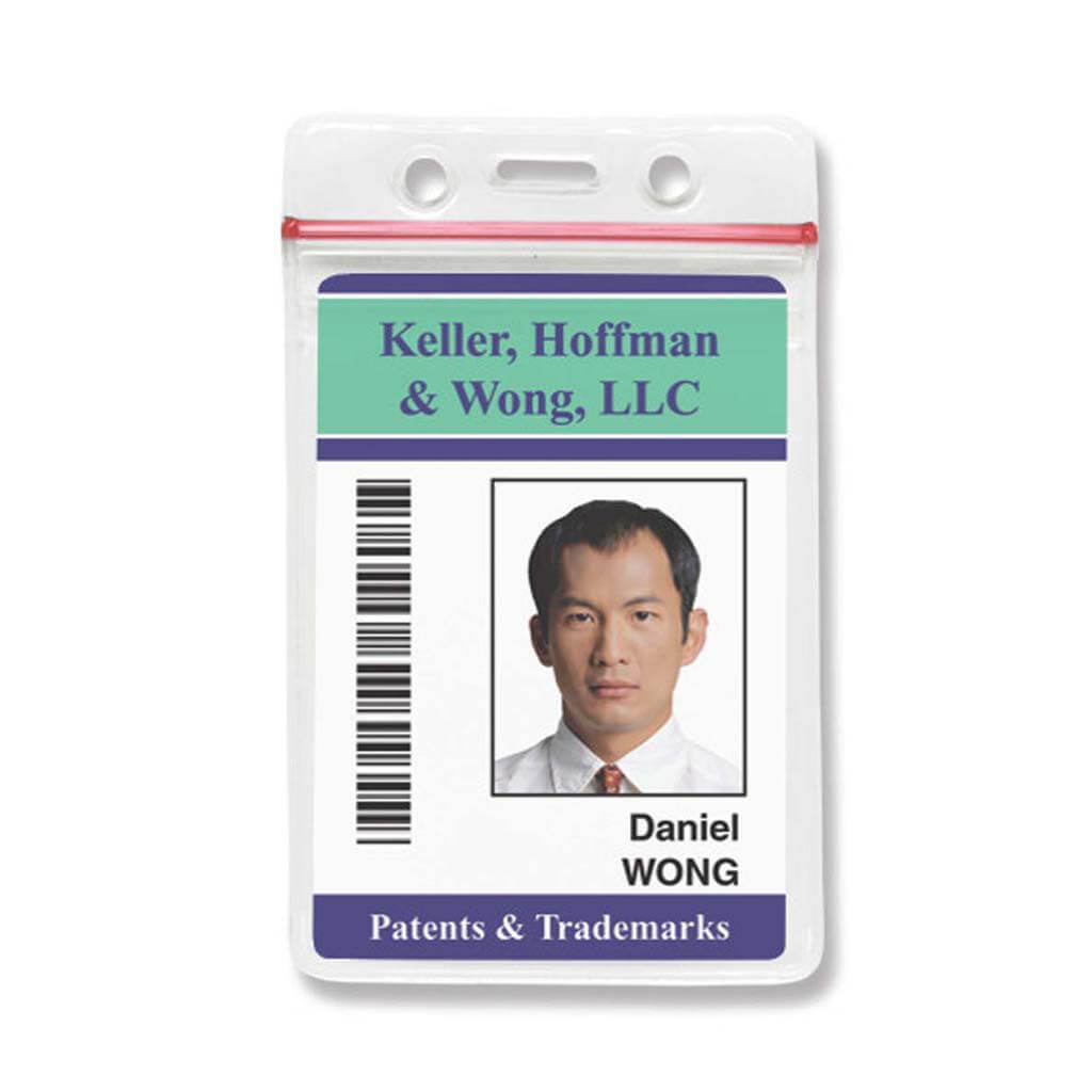 Vertical, 2.38" x 3.875" Vinyl Badge Holder with Zip-Lock Seal (100-pack)