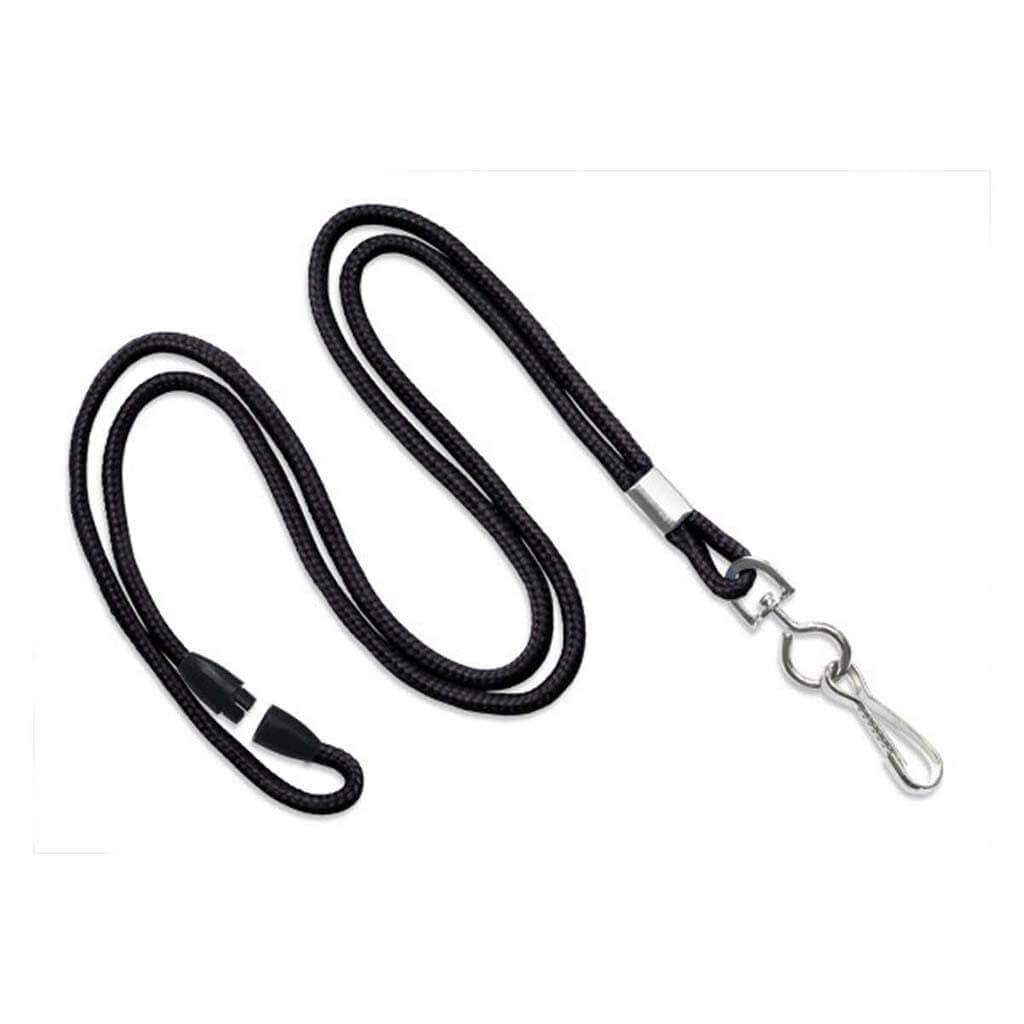 1/8" Round Lanyard with Breakaway and Nickel-plated Steel Swivel Hook (25-pack)