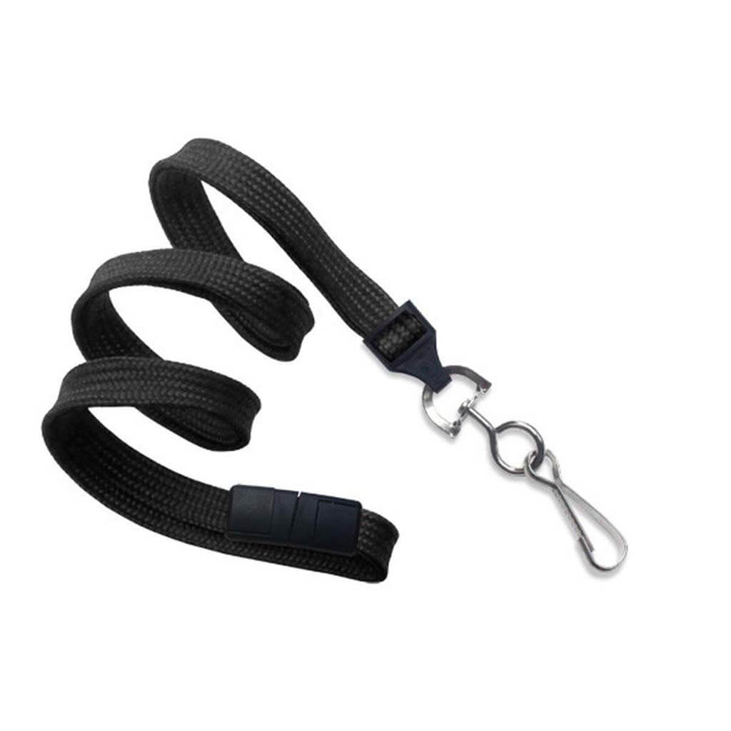 3/8" Flat Lanyard with Breakaway And Nickel-plated Steel Swivel Hook (25-pack)