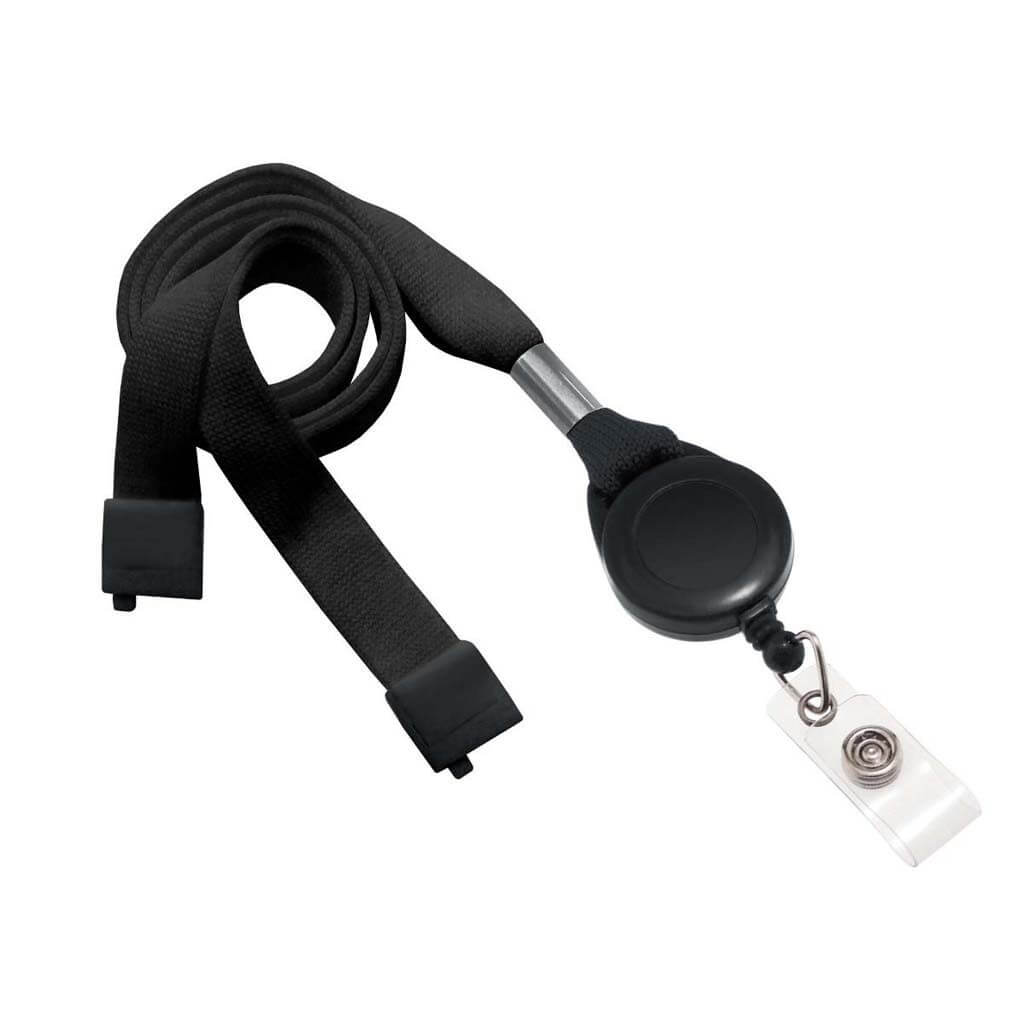 5/8" Flat Lanyard Badge Reel Combo with Breakaway and Vinyl Strap (25-pack)